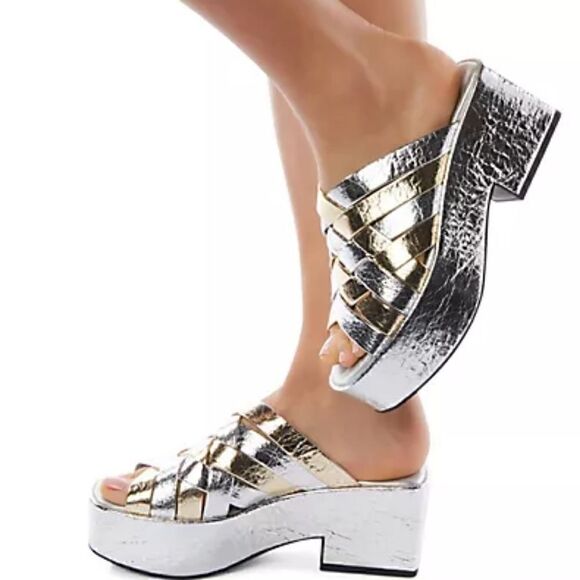 KATY PERRY Women's The BUSY BEE Criss Cross SLIDE Wedge Sandals TRANQUIL BLUE - Picture 3 of 10